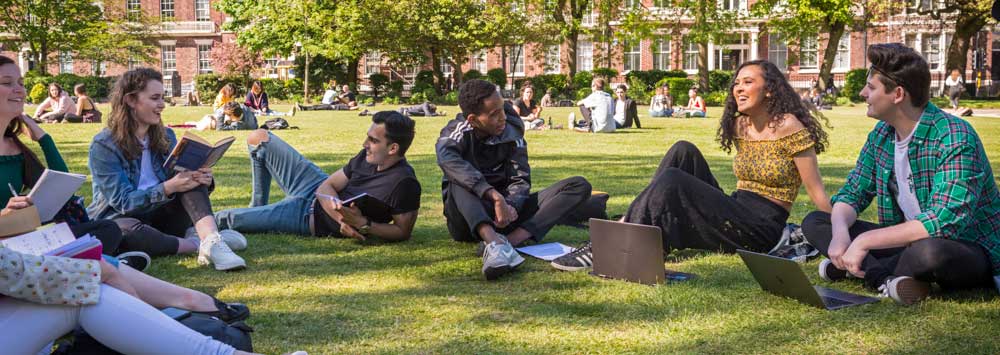 Students sitting in Abercromby Square