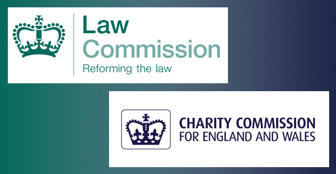 Law Commission logo featuring a crown and the text 'Law Commission Reforming the Law' (green on white) + Charity Commission logo featuring a crown and the text 'Charity Commission for England and Wales' (navy on white)