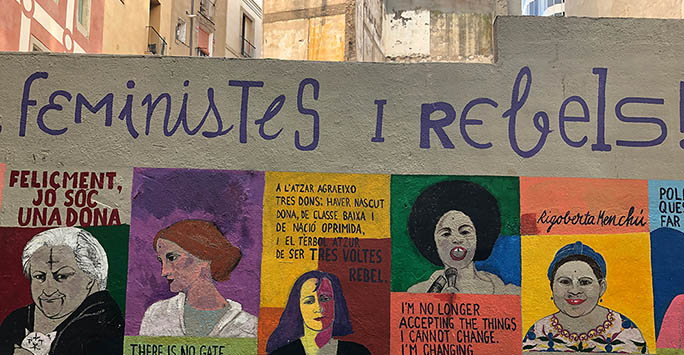 Colourful mural of women