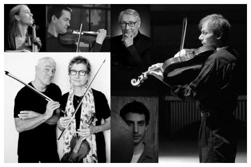 A B&W montage of photos of various musicians.