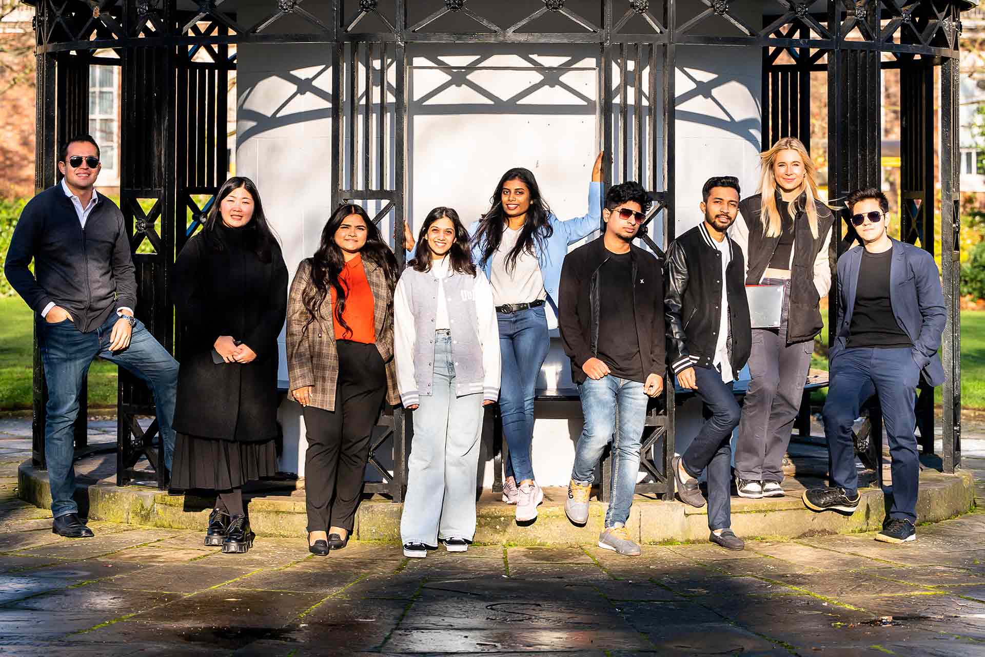 Master's students in Abercromby Square on campus