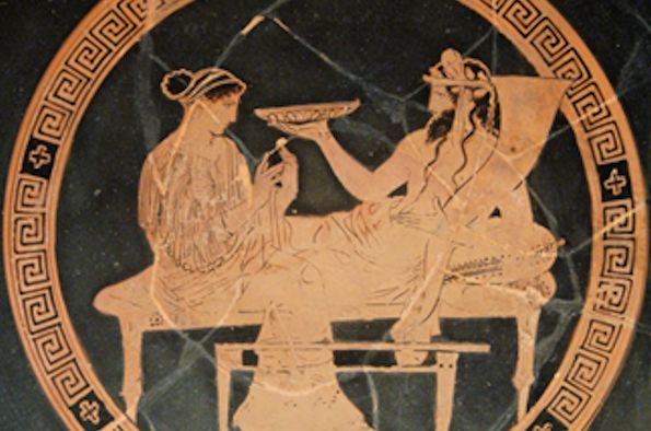 Attic red figure kylix tondo, Kodros Painter, c. 430-20 BC; London, BM E 82.