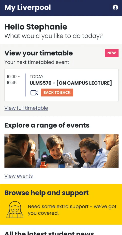 An image of the My Liverpool app homescreen