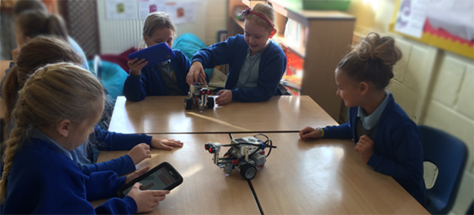 School children taking part in public engagement activity