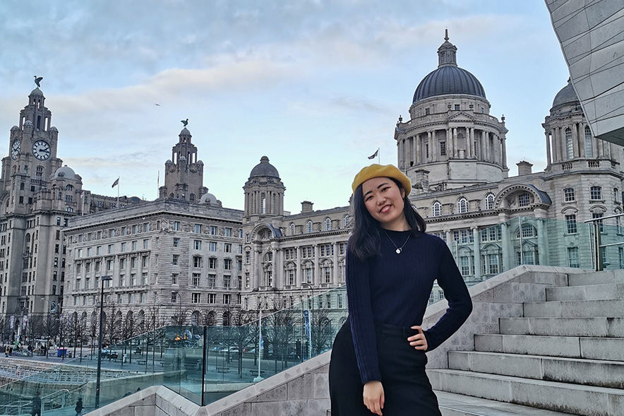 Student in front of the pierhead