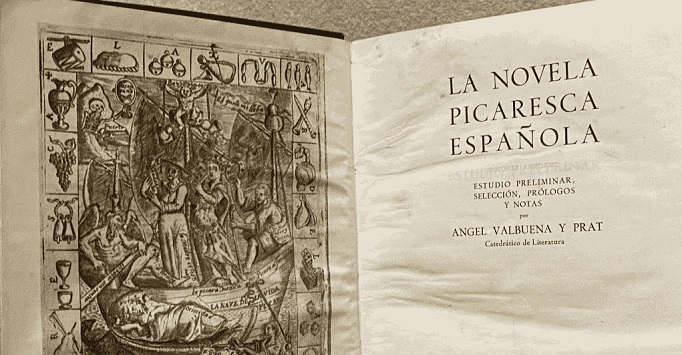 An old book with an illustration on the left