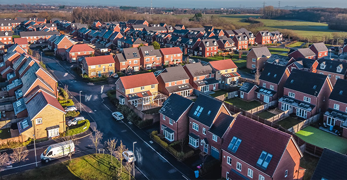 Aerial view of housing estate