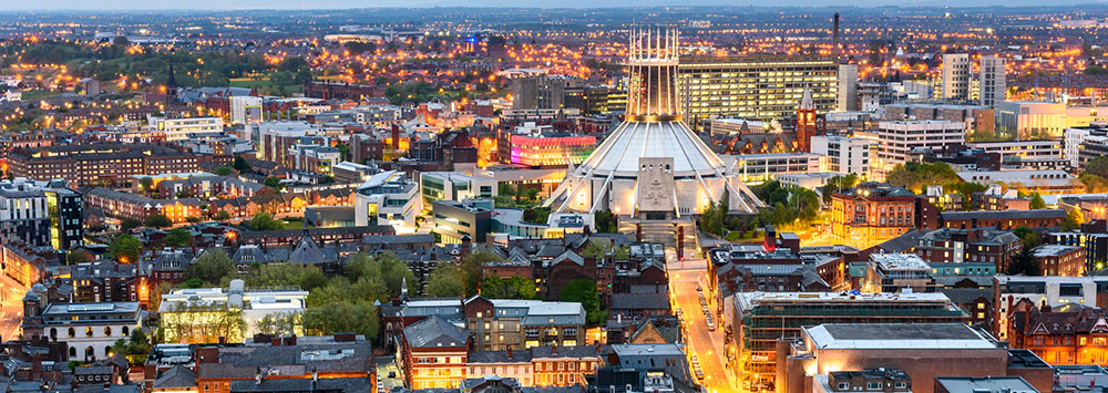 Aerial shot of Liverpool
