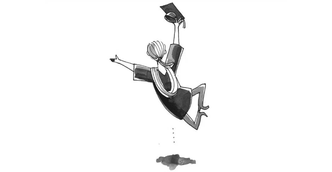 Cartoon of celebrating graduate Cartoon of celebrating graduate