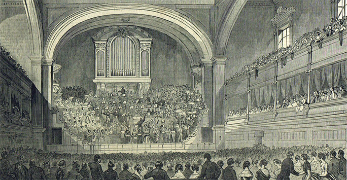 The original Philharmonic Hall interior, 1849