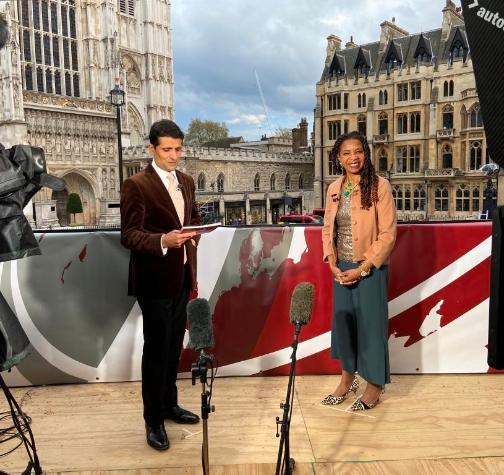 Man and woman in televsion studio