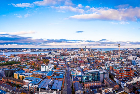 aerial shot of Liverpool