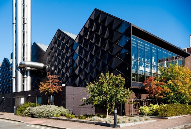 glass-fronted building on university campus