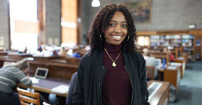 Student in Harold Cohen library