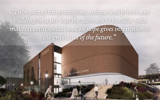 Architect's impression of the Yoko Ono Lennon Centre with quote which reads: 