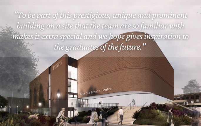 Architect\'s impression of the Yoko Ono Lennon Centre with quote which reads: 