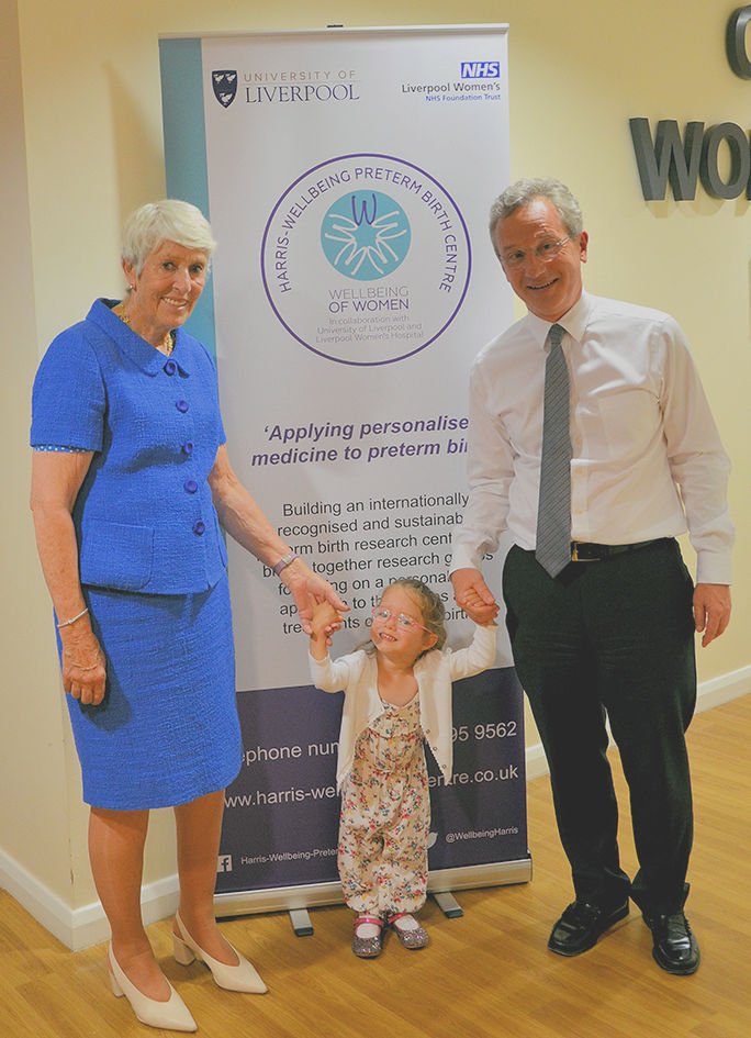 L-R Lady Harris, Annabelle Benbow (daughter of a Peer Support Volunteer) and Professor Zarko Alfirevic