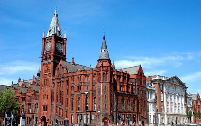 The Victoria Building against a blue sky.