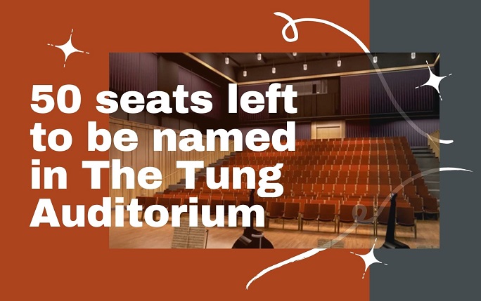 Image with text: 50 seats remaining in The Tung Auditorium