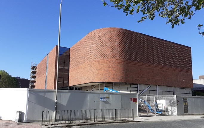 Building work almost complete at the Yoko Ono Lennon Centre site with the external brickwork in place in May 2021