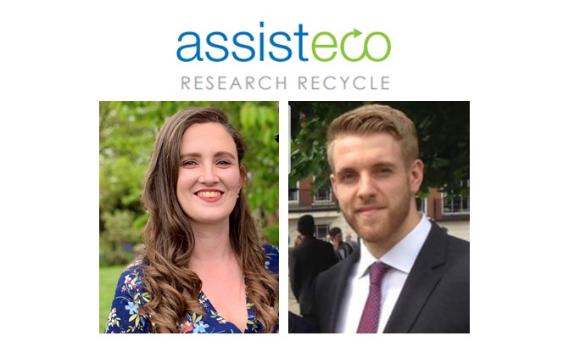 PhD students Claudia and Rhun who are founders of assisteco