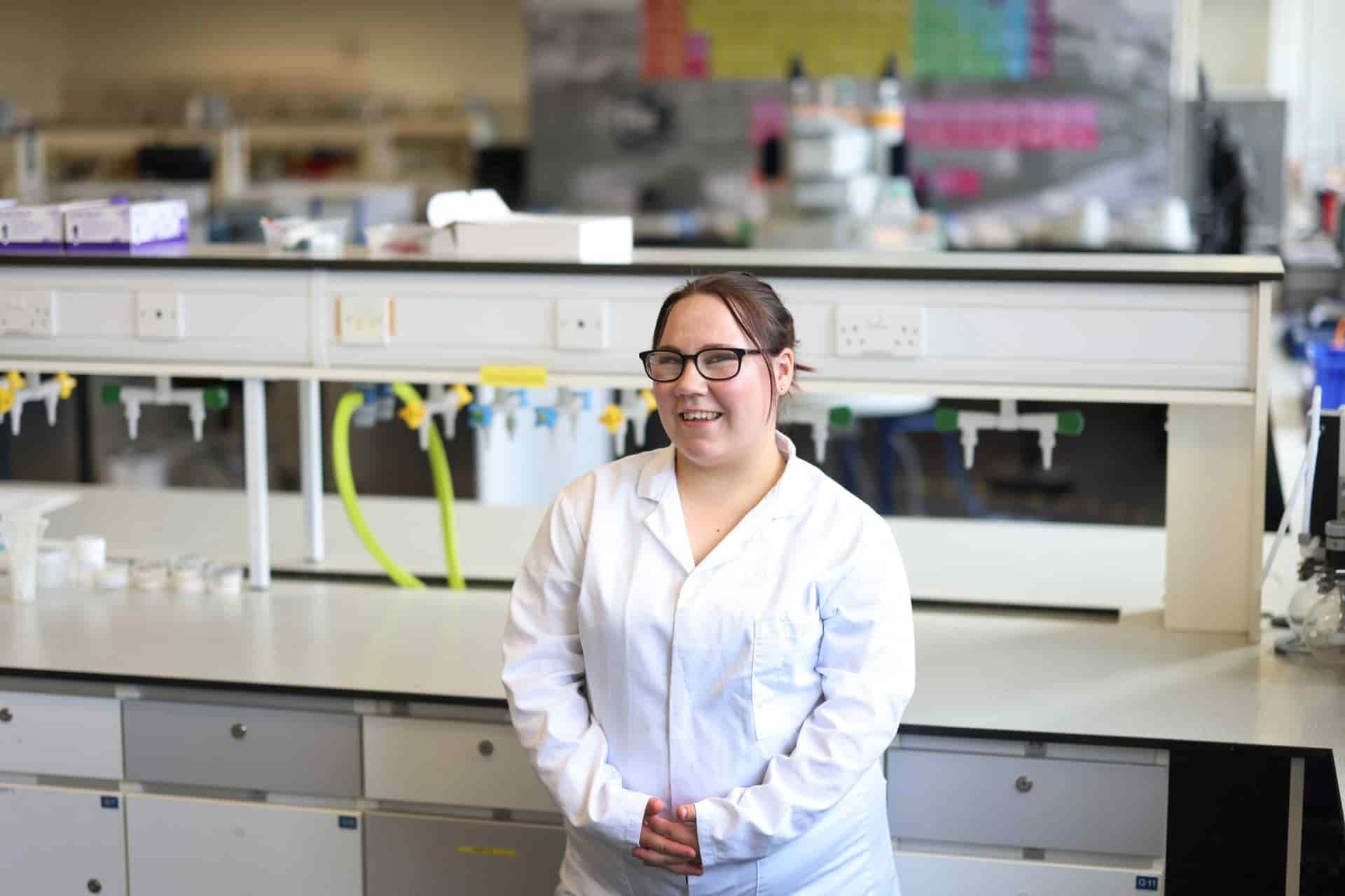 Student Rebekah in a lab