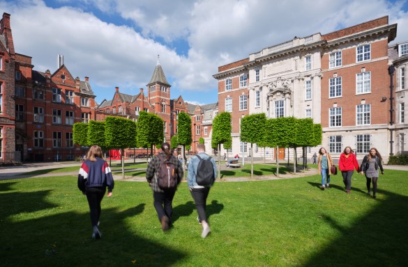 The Quad on campus with students