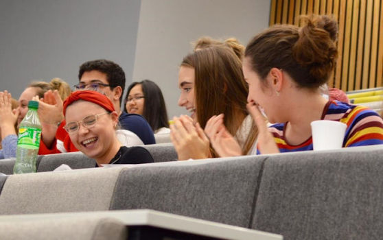 students at conference