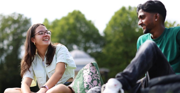 Two students sat down