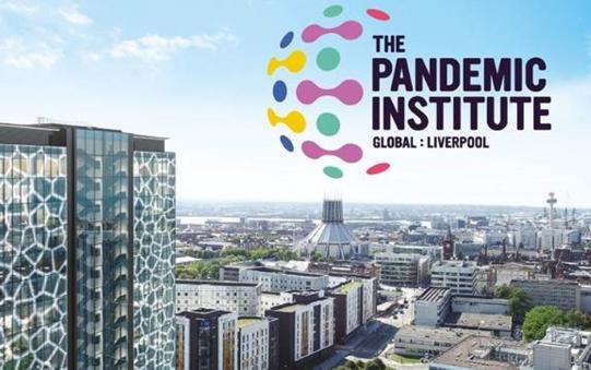 Image of the city of Liverpool with Pandemic Institute branding overlay