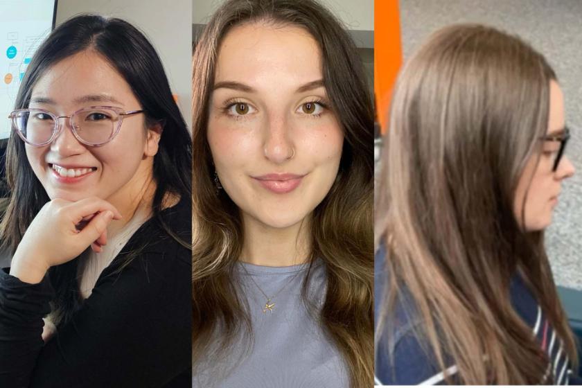 A collage of three students