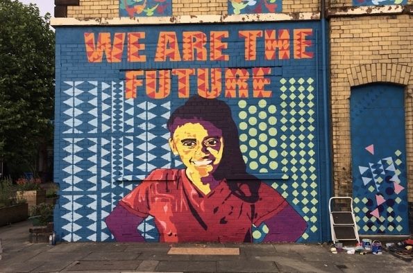 Granby Four Streets photograph of mural saying 'we are the future'