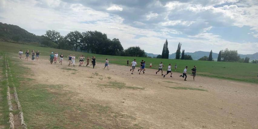 Students racing in Greece