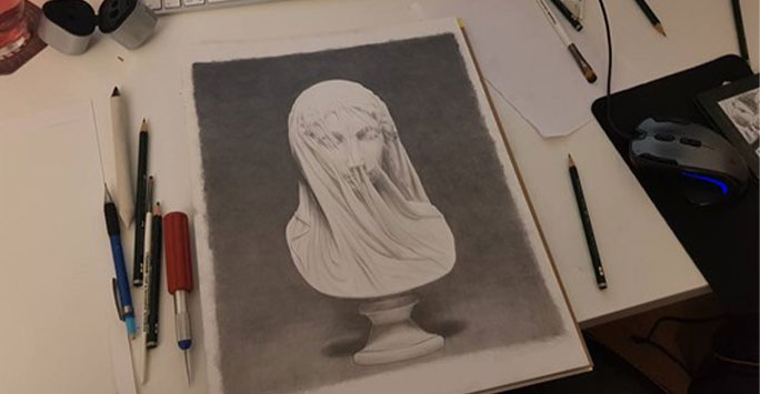 A sketch of Strazza’s The Veiled Virgin image 2