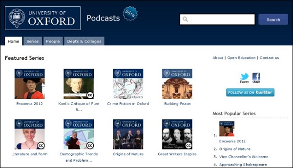 A selection of free podcasts from the University of Oxford