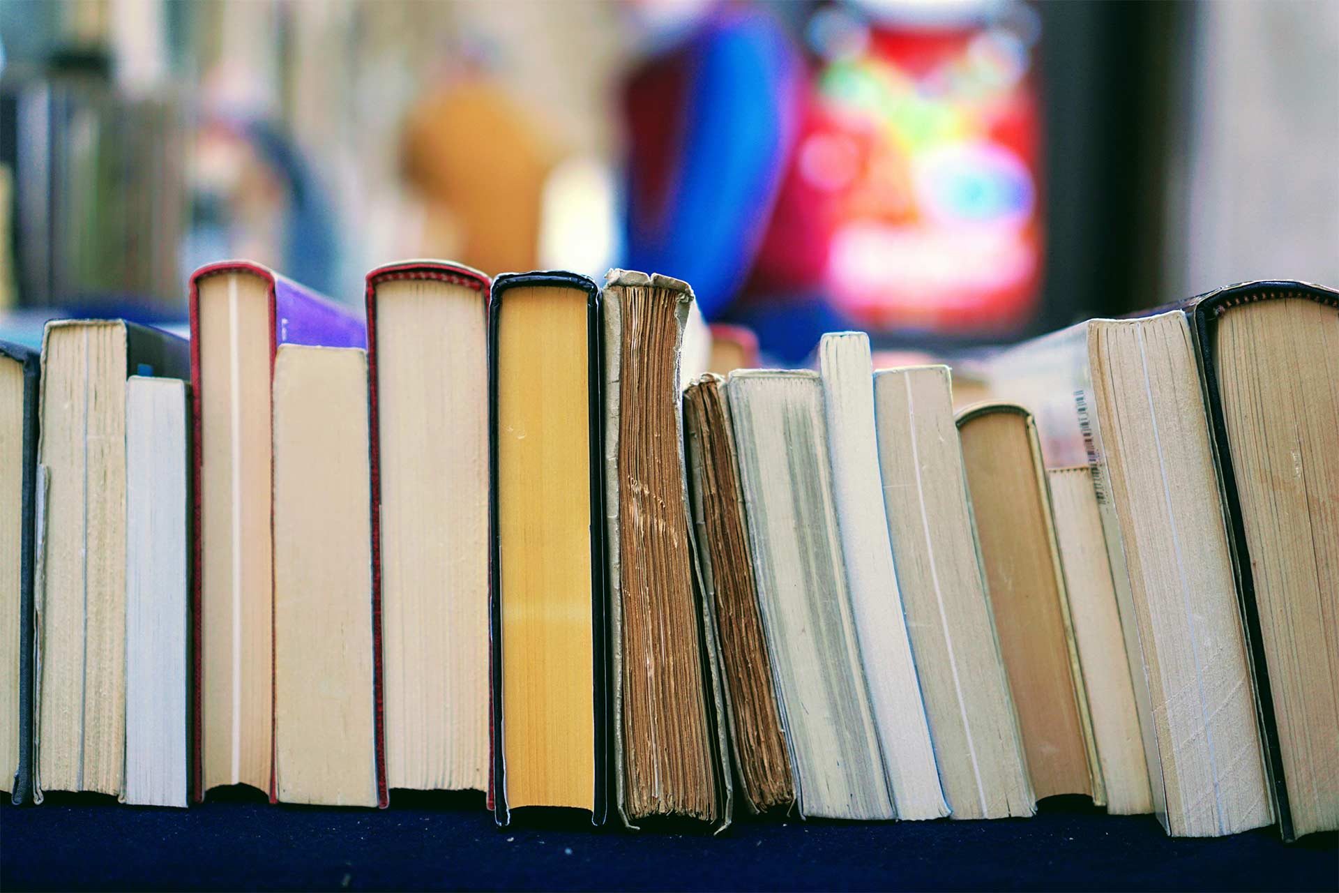A bookcase of books