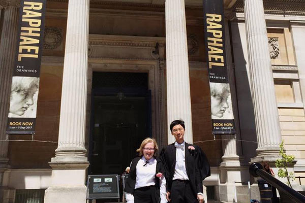 Students in front of a museum