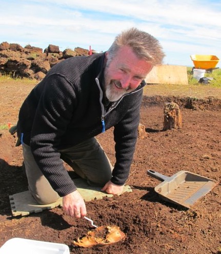 Excavating a dog skull in SW Alaska, 2014.