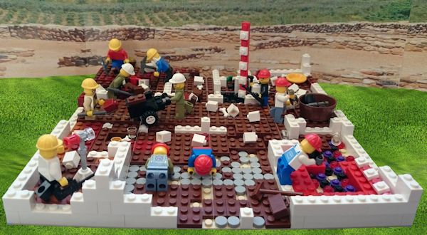 LEGO figures on an archaeological dig