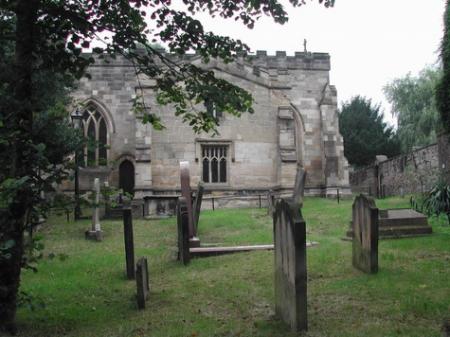 graveyard with church