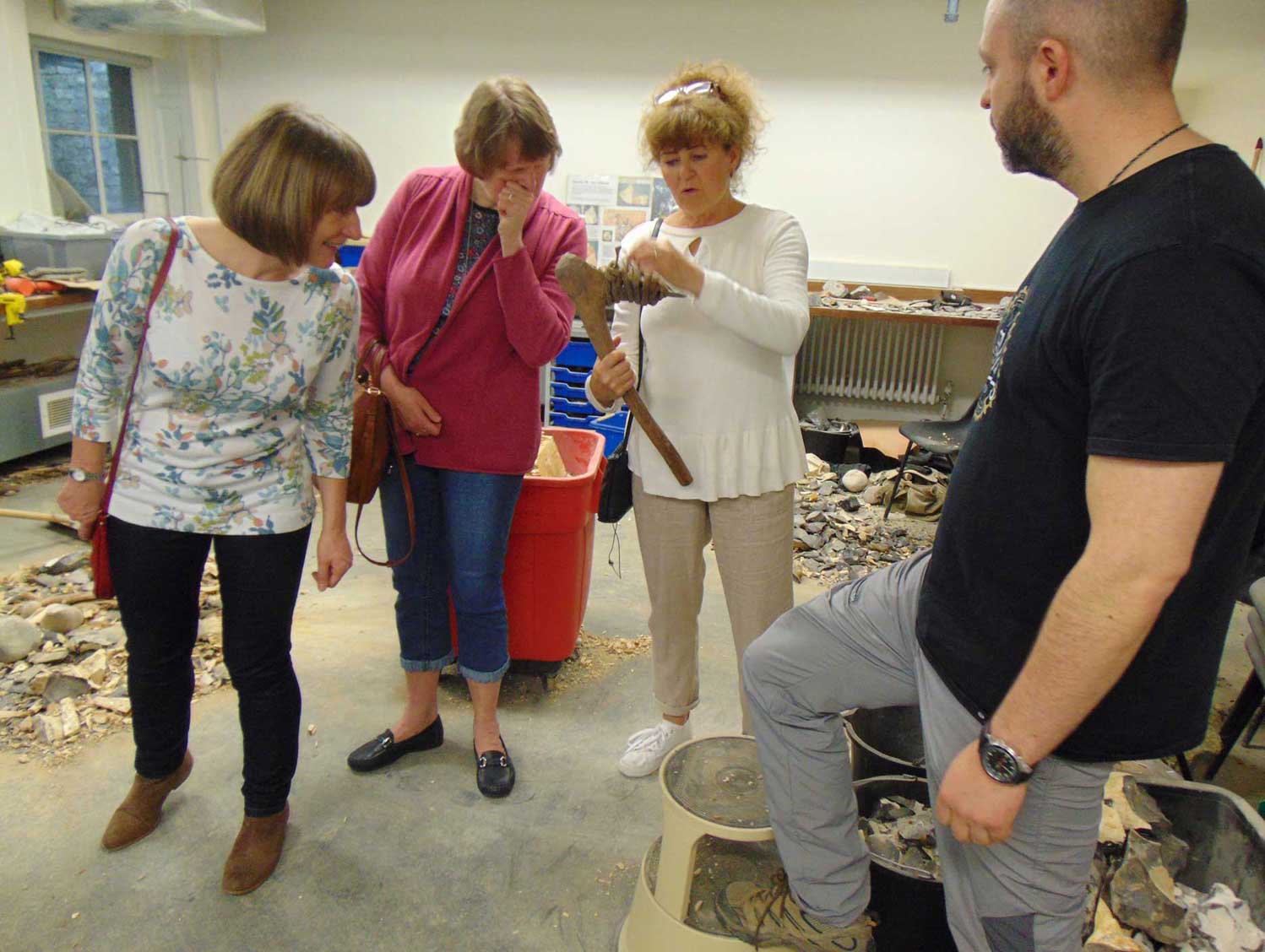 alumni visiting archaeology facilities