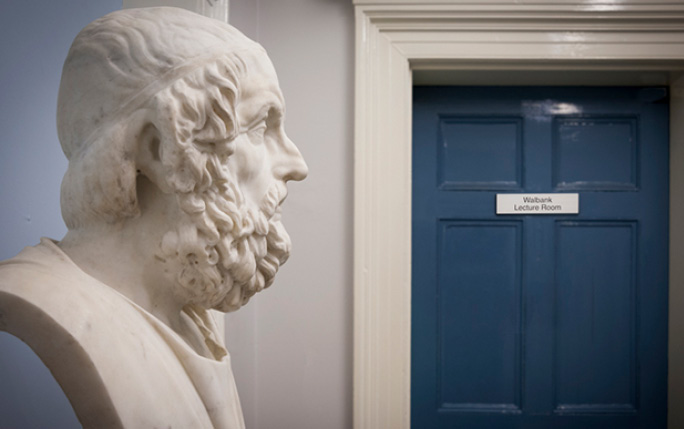 Bust of ancient greek man inside Abercromby Square building