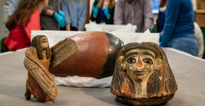 egyptian goddess and vase artefacts from the garstang museum collection