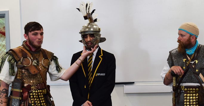 Demonstration of armour on school pupil