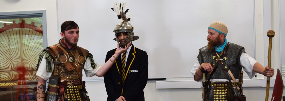 Demonstration of armour on school pupil