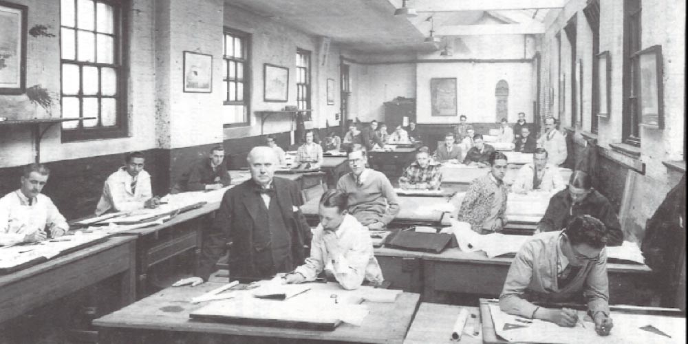 Charles Reilly teaching in the Liverpool School of Architecture, Ashton Street, 1930 