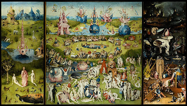 The Garden of earthly delights by Hieronymous Bosch, 16th C, Wikimedia commons