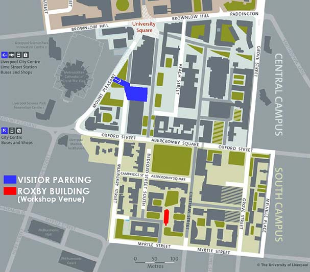 Map to the Roxby Building on the University Campus