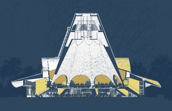 Cross section of a modern building.