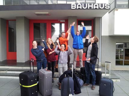 MArch students arriving at Bauhaus/Anhalt University. 